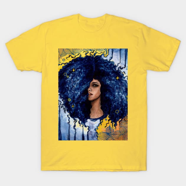 Blue curls T-Shirt by mahinaz